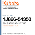 Genuine Kubota bolt assy adjusting, part number 1J866-54350 — Alpine Equipment