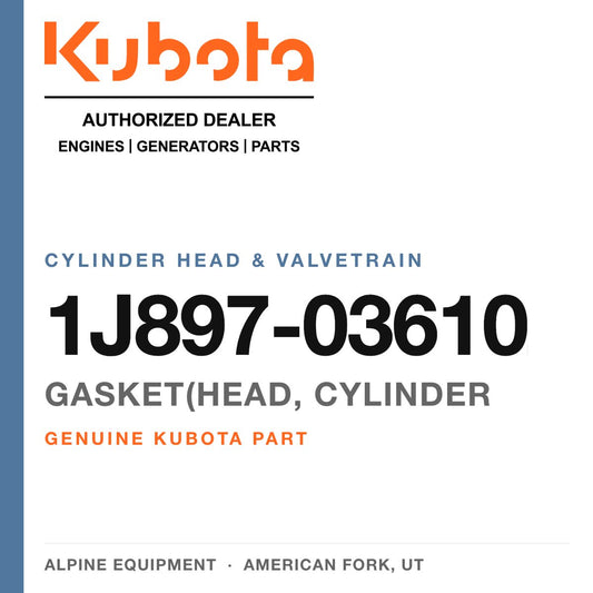 Genuine Kubota gasket(head, cylinder, part number 1J897-03610 — Alpine Equipment