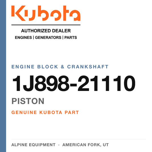 Genuine Kubota piston, part number 1J898-21110 — Alpine Equipment