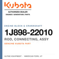 Genuine Kubota rod, connecting, assy, part number 1J898-22010 — Alpine Equipment