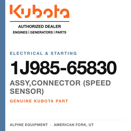 Genuine Kubota assy,connector (speed sensor), part number 1J985-65830 — Alpine Equipment