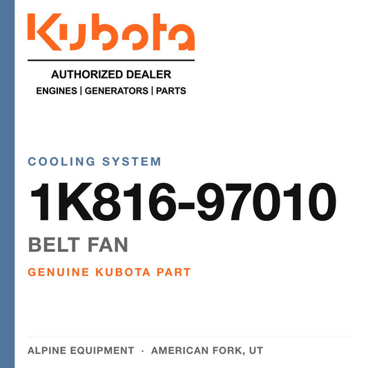 Genuine Kubota belt fan, part number 1K816-97010 — Alpine Equipment