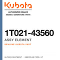 Genuine Kubota assy element, part number 1T021-43560 — Alpine Equipment