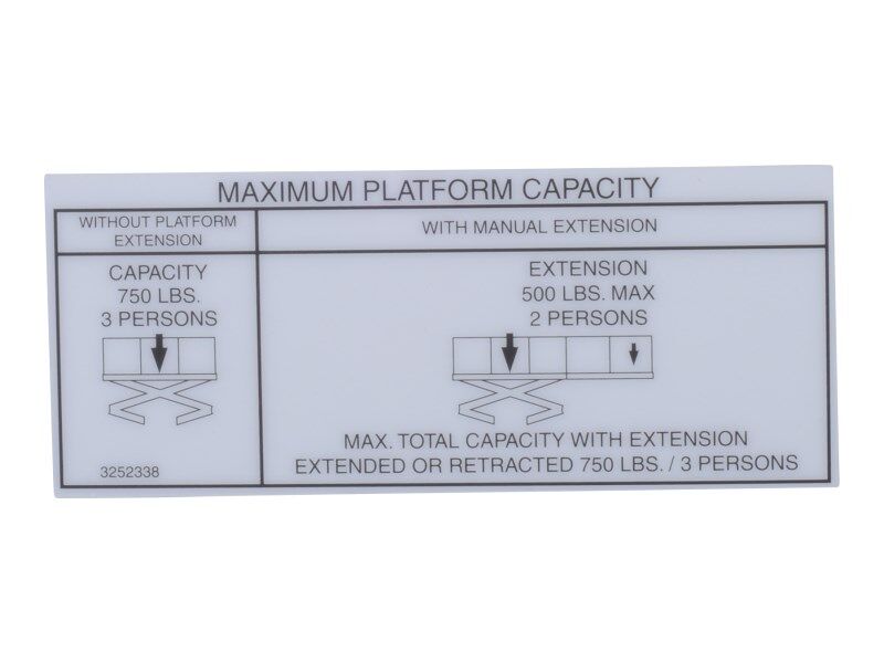 3252338 | NAMEPLATE, (500/750# CAP)