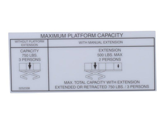 3252338 | NAMEPLATE, (500/750# CAP)