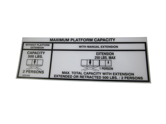 3252465 | NAMEPLATE, CAP 500#(DOM/CSA)