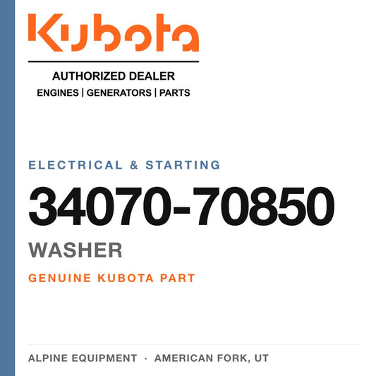 Genuine Kubota washer, part number 34070-70850 — Alpine Equipment