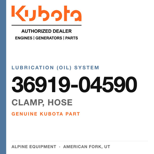 Genuine Kubota clamp, hose, part number 36919-04590 — Alpine Equipment