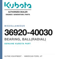 Genuine Kubota bearing, ball(radial), part number 36920-40030 — Alpine Equipment