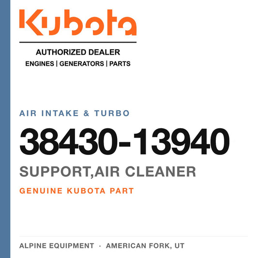 Genuine Kubota support,air cleaner, part number 38430-13940 — Alpine Equipment