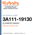 Genuine Kubota element,inner, part number 3A111-19130 — Alpine Equipment