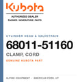 Genuine Kubota clamp, cord, part number 68011-51160 — Alpine Equipment