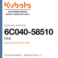 Genuine Kubota fan, part number 6C040-58510 — Alpine Equipment