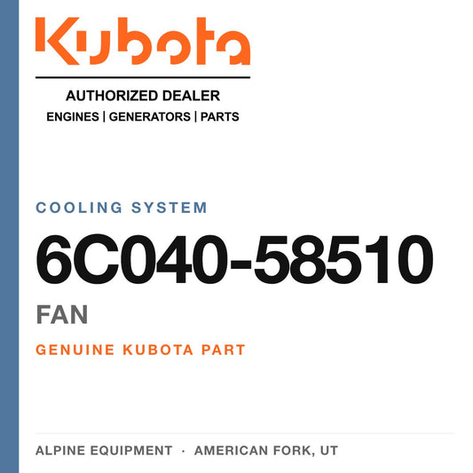 Genuine Kubota fan, part number 6C040-58510 — Alpine Equipment