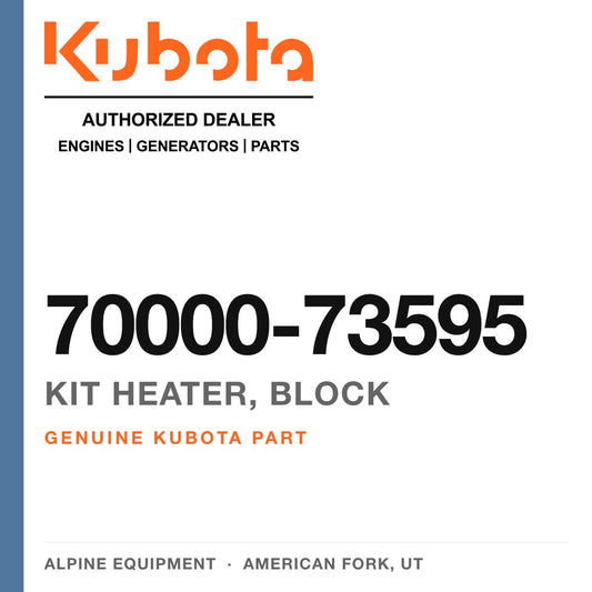 Genuine Kubota kit heater, block, part number 70000-73595 — Alpine Equipment
