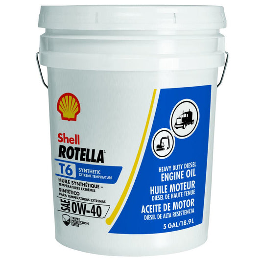 70013385 | Shell Rotella T6 0W-40, 5 Gallon Pail