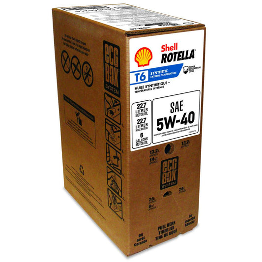 70013387 | Shell Rotella T6 5W-40, 6 Gallon/24 Quart EcoBox