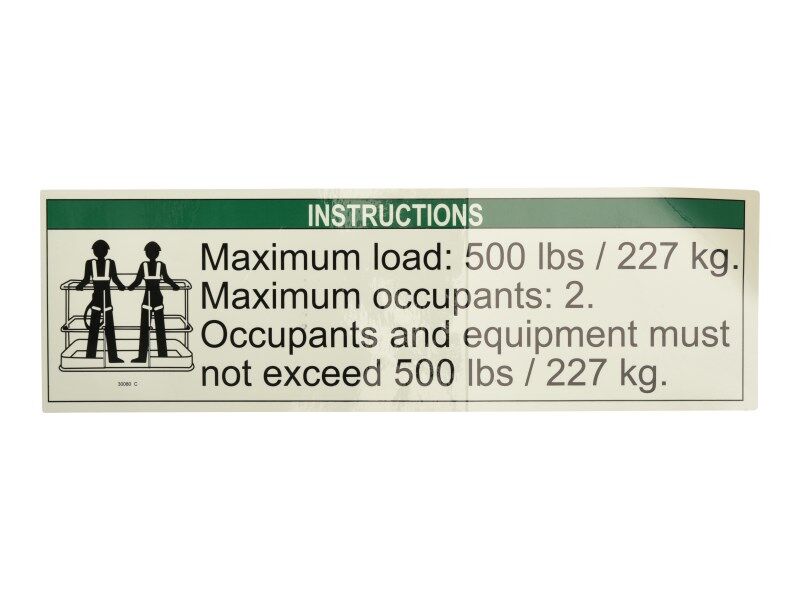 70040438 | NOTICE MAX LOAD 500LBS