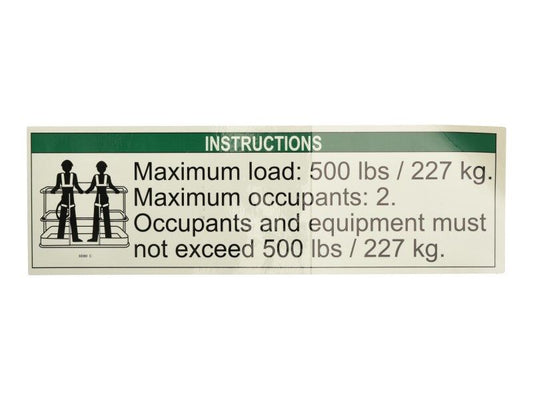 70040438 | NOTICE MAX LOAD 500LBS
