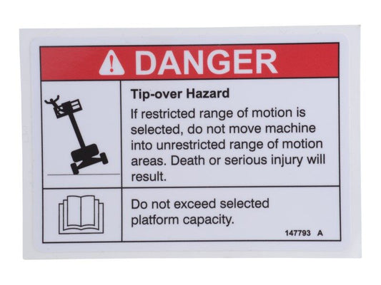 70043789 | DECAL,DANGER, TIP OVER