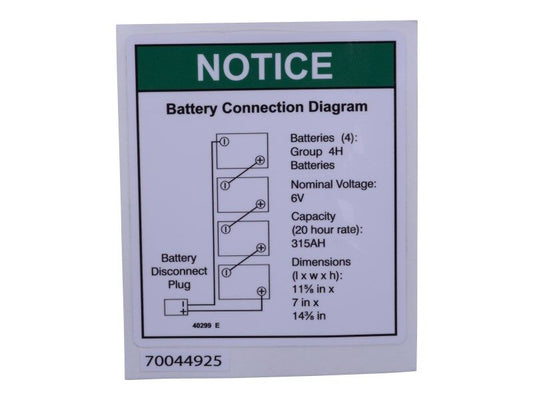 70044925 | DECAL,NOTICE BATTERY
