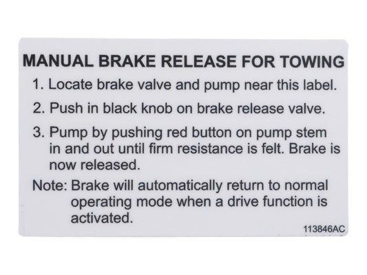 70046071 | DECAL,MANUAL BRAKE RELEASE