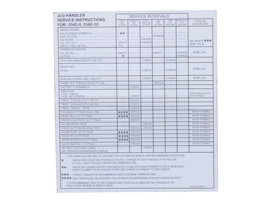 91343073 | DECAL,SERVICE INSTRUCTION PLT