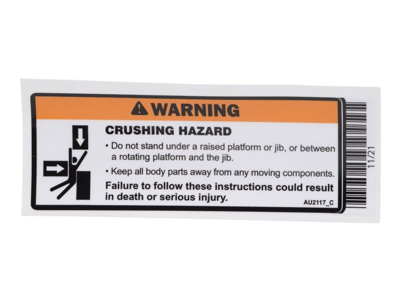AU2117 | DECAL, CRUSHING HAZARD
