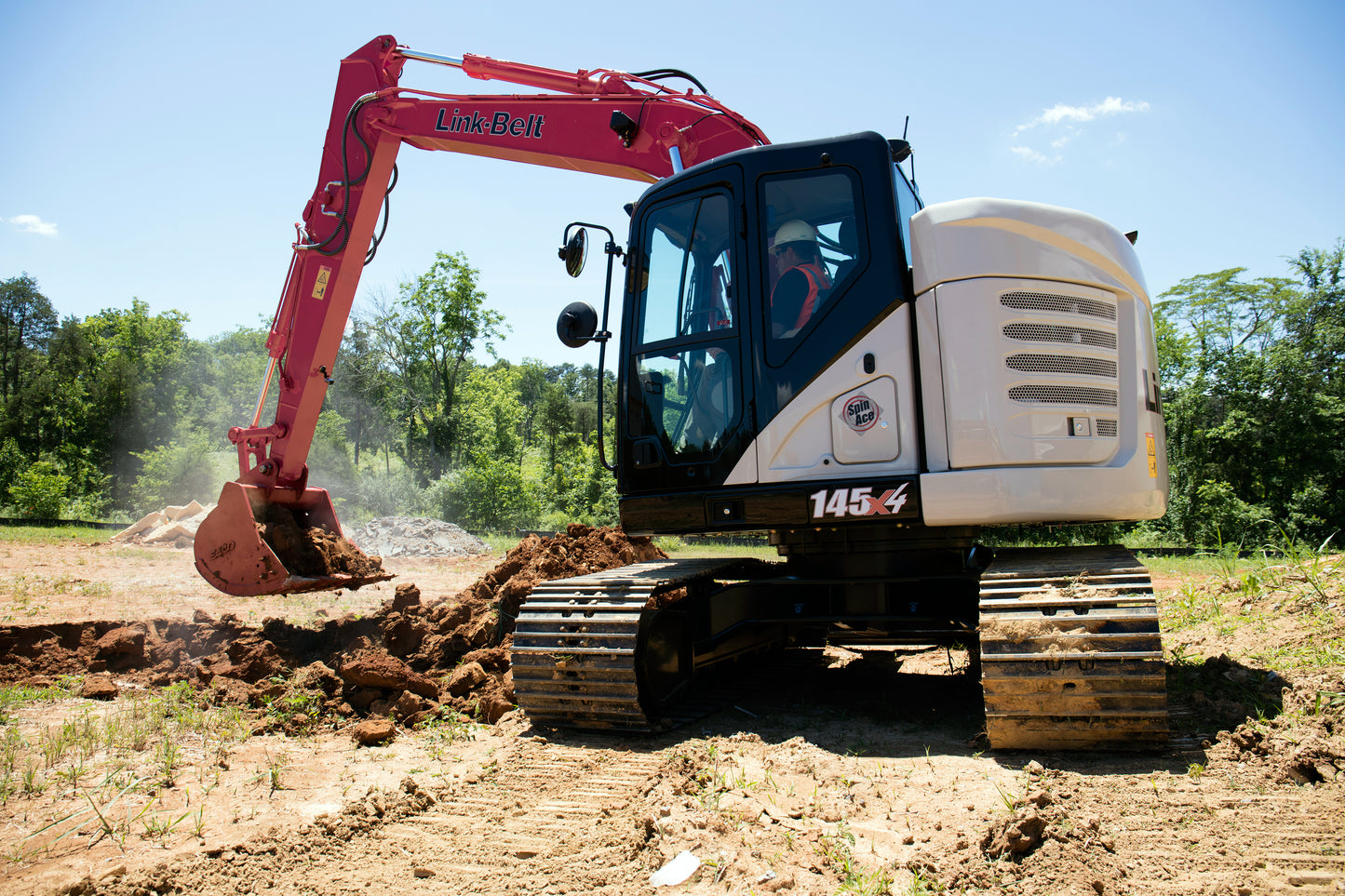 14-ton crawler excavator machine on soil for heavy-duty trenching and site work