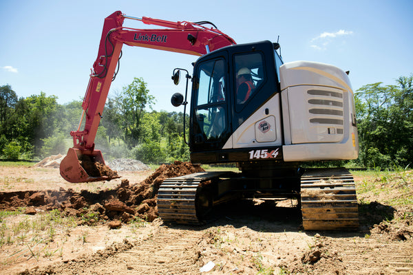 14-ton crawler excavator machine on soil for heavy-duty trenching and site work