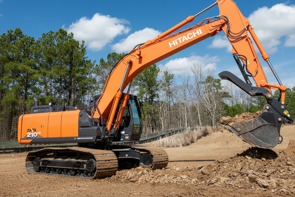 26-Ton crawler excavator heavy equipment rental for trenching and mass excavation projects.