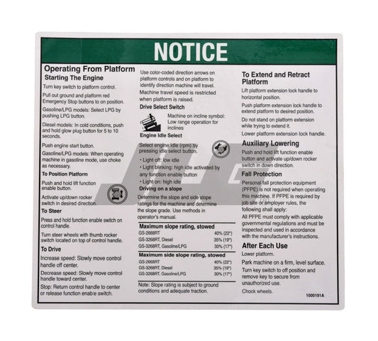 GN1000191 | GN-NOTICE,INST,PLATFORM GS68RT