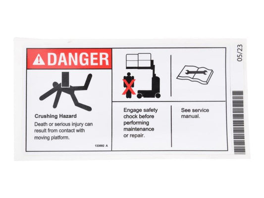 GN133092 | GN-DECAL,CRUSH HAZARD, USE