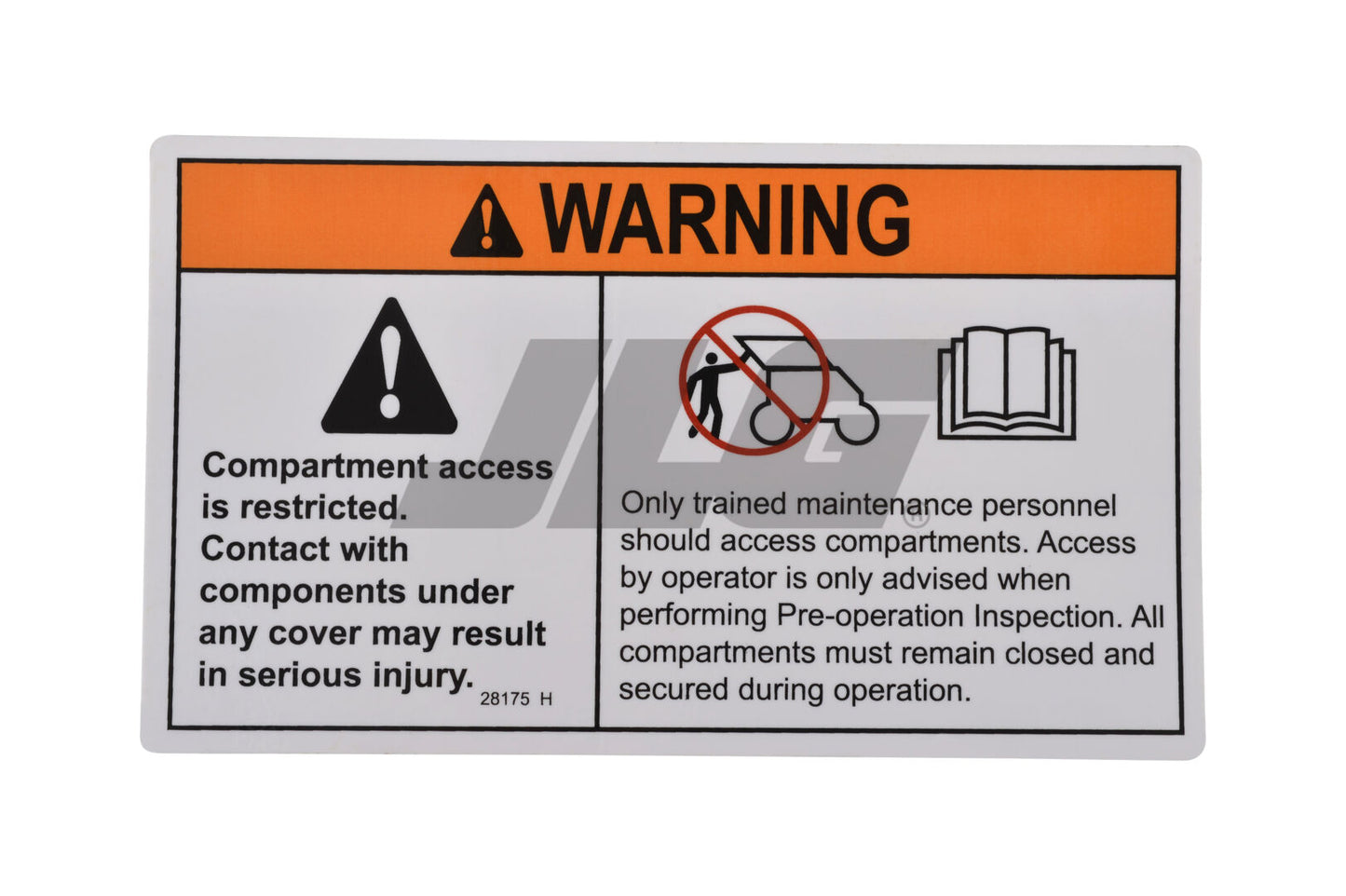 GN28175 | Compartments Access Warning Label Replacement decal for various Genie® Machines