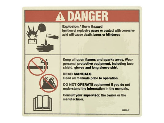 GN31788 | Battery Safety Label decal for various Genie® Machines