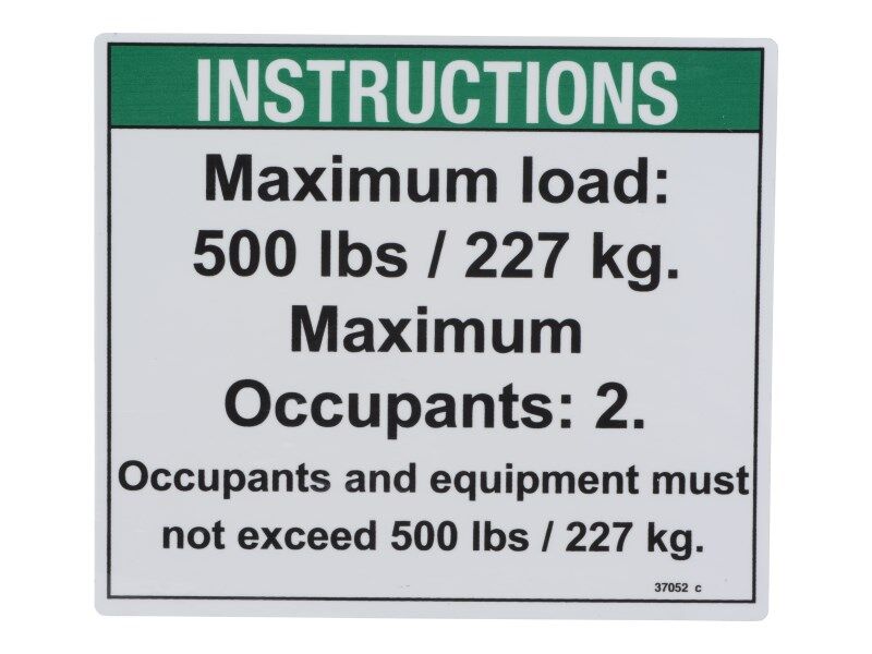 GN37052 | GN-NOTICE MAX LOAD 500LBS