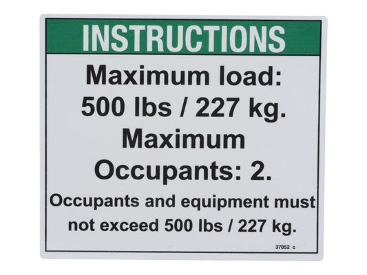 GN37052 | GN-NOTICE MAX LOAD 500LBS