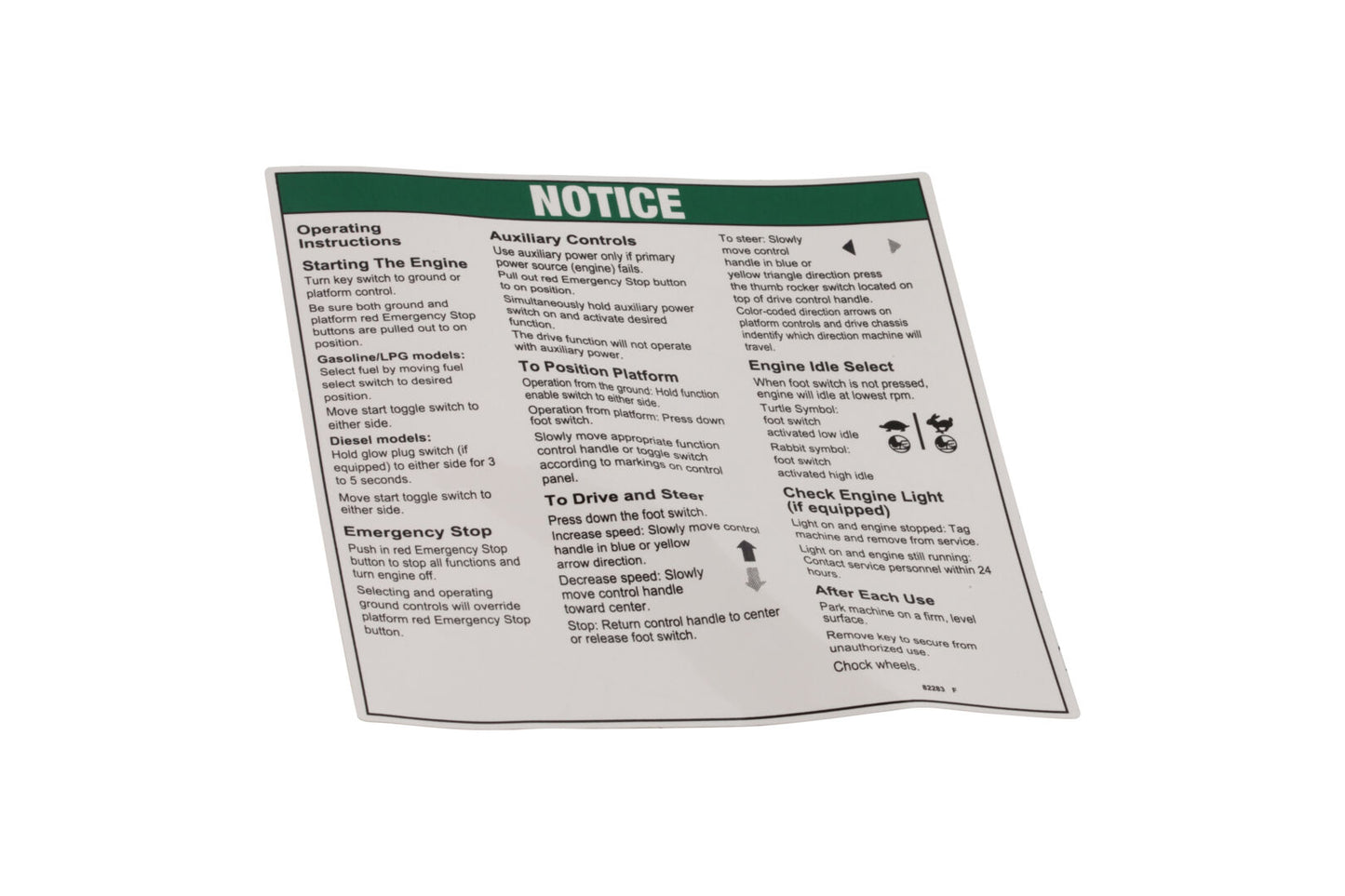 GN82283 | GN-NOTICE OPER INST IC