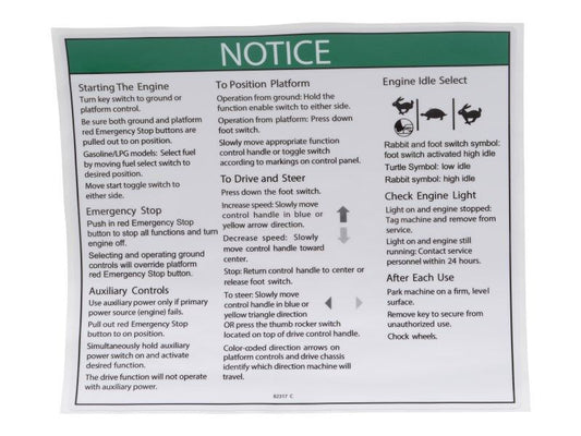 GN82317 | GN-DECAL,NOTICE OPER INST