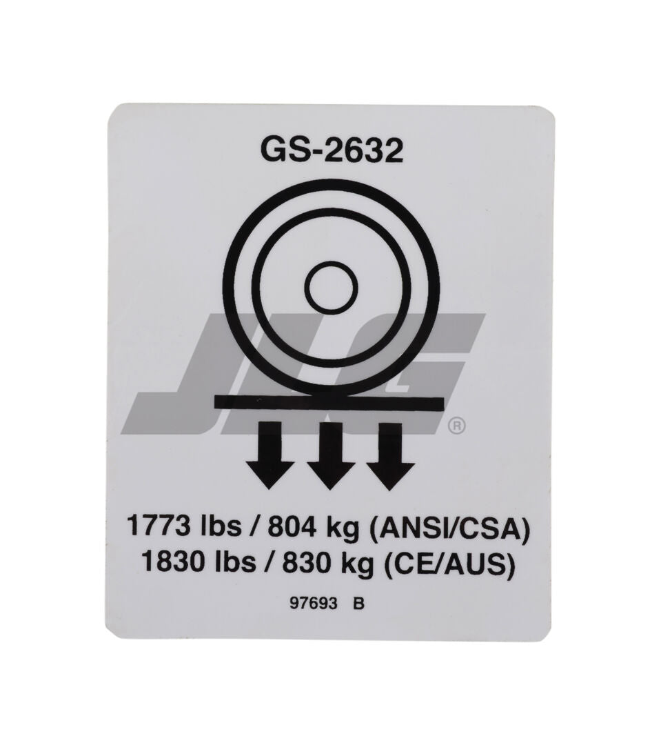 GN97693 | GN-LABEL,WHEEL LOAD 2632
