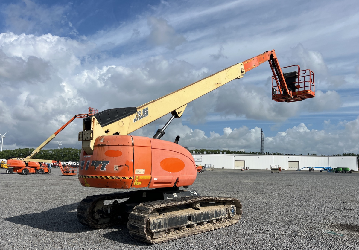 Rent this heavy-duty 66' telescopic crawler boom lift for superior height and outreach on rugged terrain.