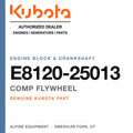 Genuine Kubota comp flywheel, part number E8120-25013 — Alpine Equipment