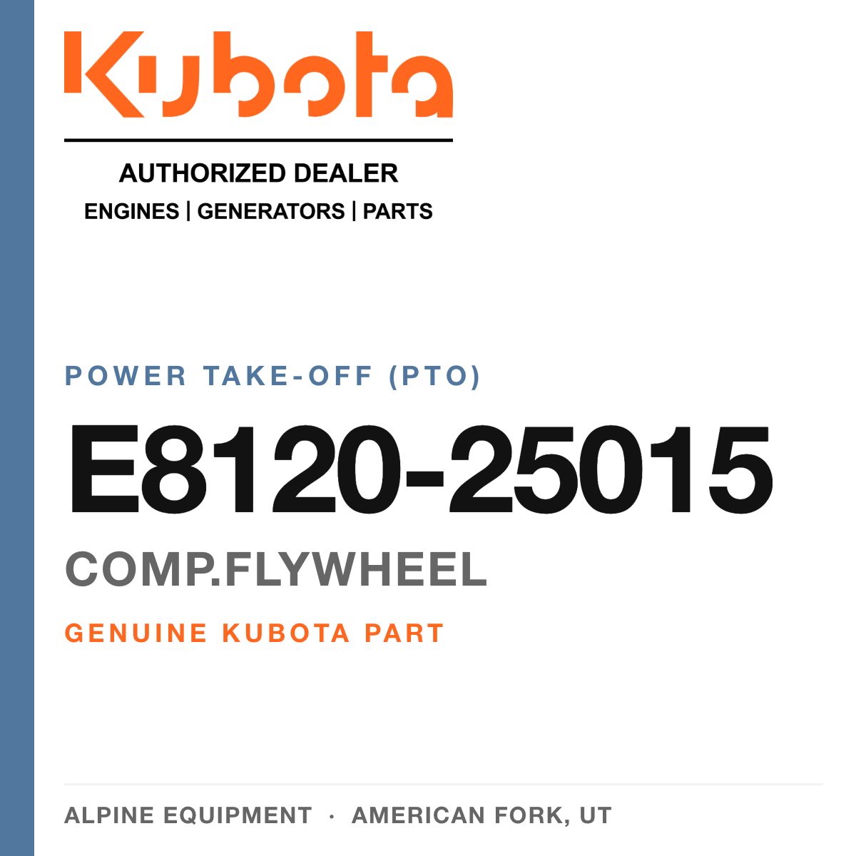 Genuine Kubota comp.flywheel, part number E8120-25015 — Alpine Equipment