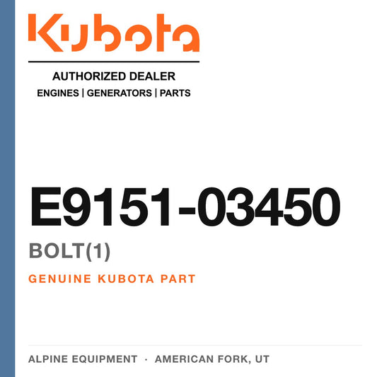 Genuine Kubota BOLT(1), part number E9151-03450 — Alpine Equipment