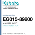 Genuine Kubota manual inst, part number EG015-89800 — Alpine Equipment