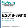 Genuine Kubota manual, inst, part number EG018-89810 — Alpine Equipment