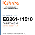 Genuine Kubota gasket,a/c na, part number EG261-11510 — Alpine Equipment