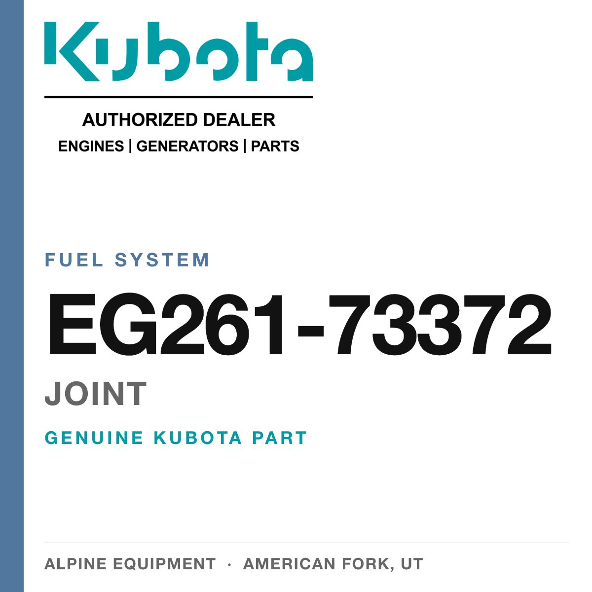 Genuine Kubota joint, part number EG261-73372 — Alpine Equipment