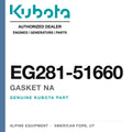 Genuine Kubota gasket na, part number EG281-51660 — Alpine Equipment