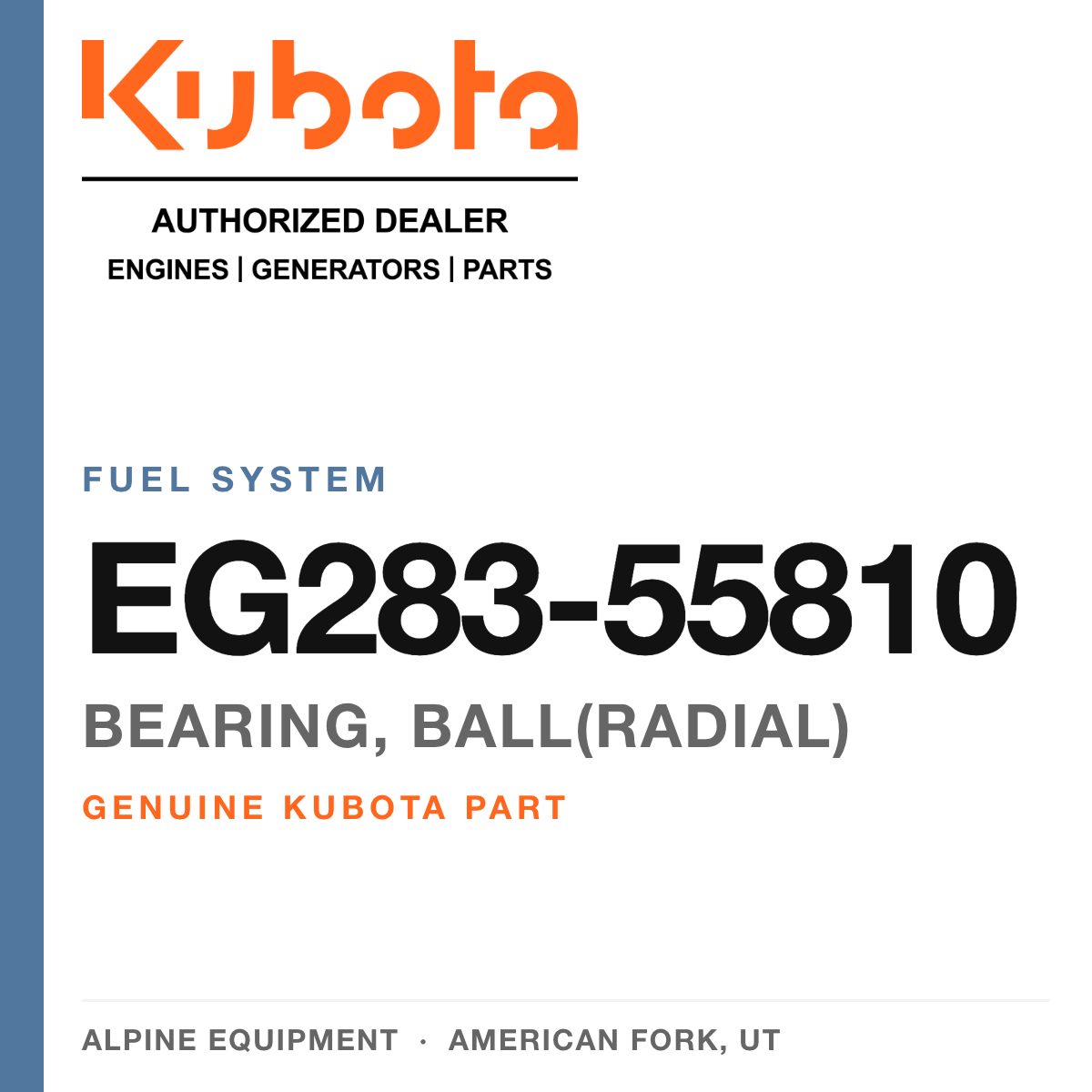Genuine Kubota bearing, ball(radial), part number EG283-55810 — Alpine Equipment